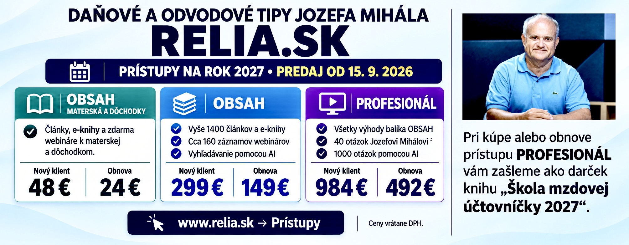 Prístupy Relia.sk – porovnanie balíkov a cien